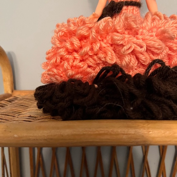 Vintage handmade crochet knit decorative doll | brown and peach - Picture 5 of 9